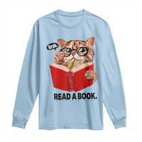 Funny Cat Reading Long Sleeve Shirt Book Lover - Wonder Print Shop
