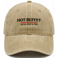 Hot Buffet Available All Day Washed Cotton Baseball Cap Funny Cooking Food