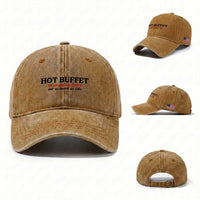 Hot Buffet Available All Day Washed Cotton Baseball Cap Funny Cooking Food