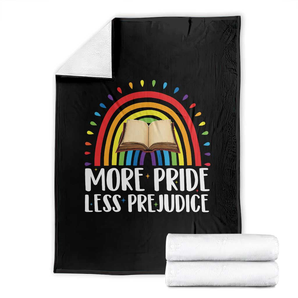 More Pride Less Prejudice Throw Blanket LGBTQ Pride Month Book Lover