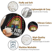 More Pride Less Prejudice Throw Blanket LGBTQ Pride Month Book Lover