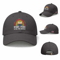 More Pride Less Prejudice Baseball Cap LGBTQ Pride Month Book Lover
