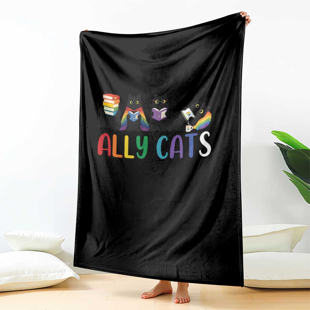 Rainbow Pride Ally Cats Throw Blanket LGBTQ Inclusion Cat Lover Gift