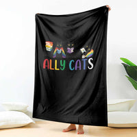 Rainbow Pride Ally Cats Throw Blanket LGBTQ Inclusion Cat Lover Gift