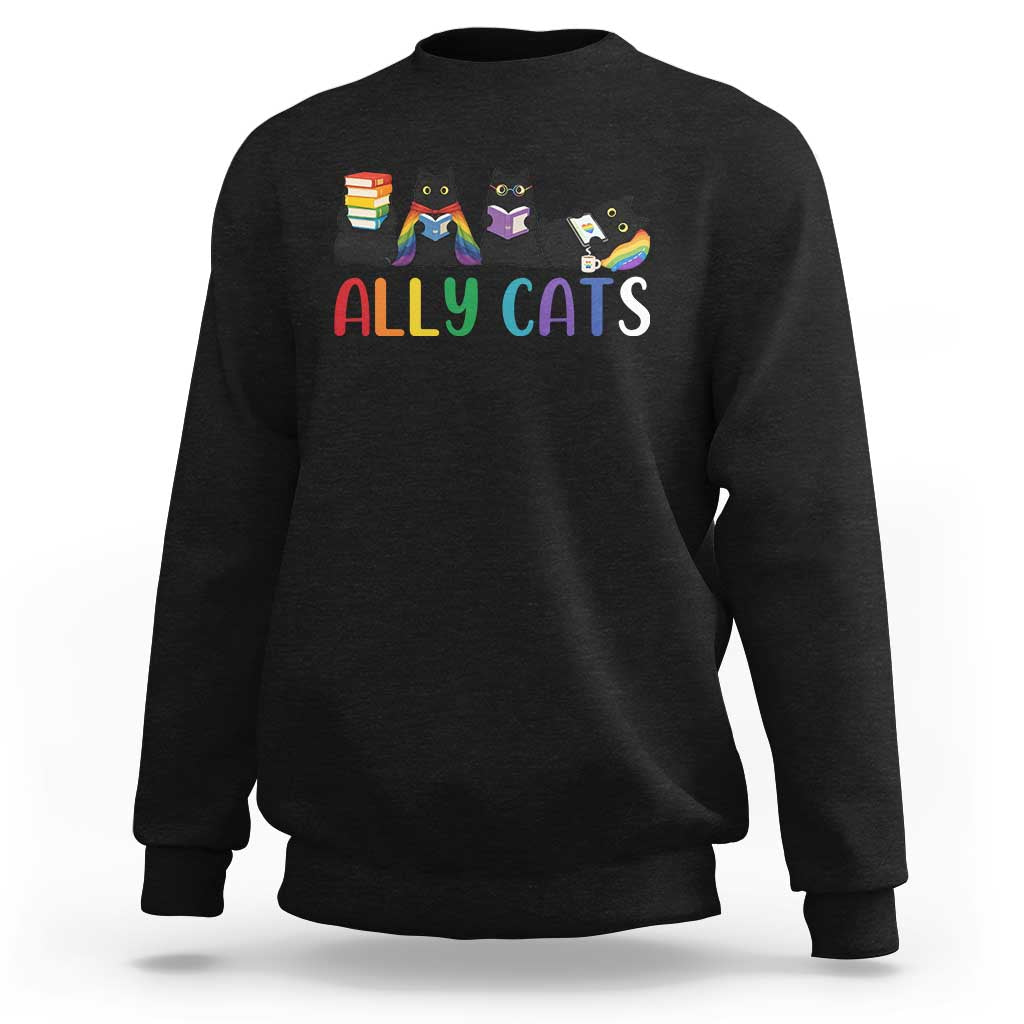 Rainbow Pride Ally Cats Sweatshirt LGBTQ Inclusion Cat Lover Gift