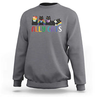 Rainbow Pride Ally Cats Sweatshirt LGBTQ Inclusion Cat Lover Gift