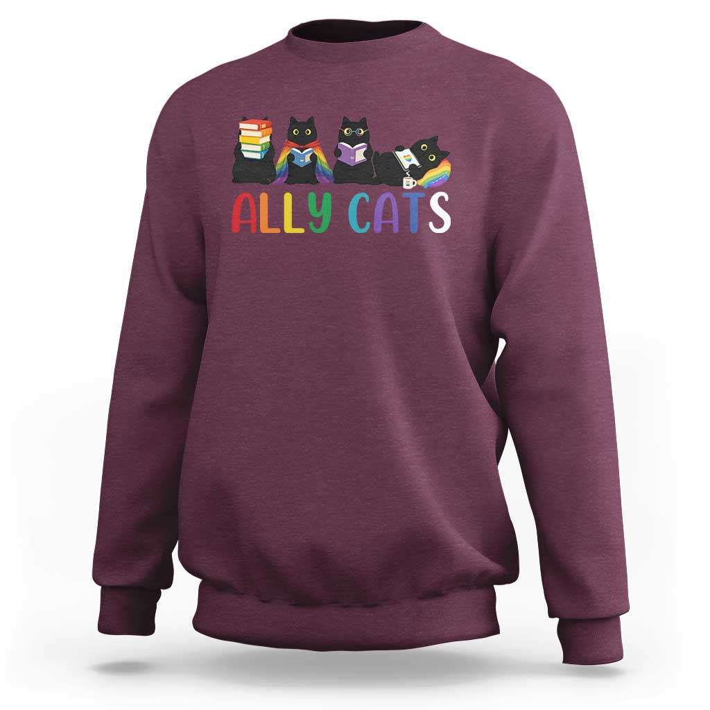Rainbow Pride Ally Cats Sweatshirt LGBTQ Inclusion Cat Lover Gift