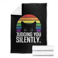 Rainbow Black Cat LGBT Pride Throw Blanket Judging You Silently