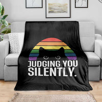 Rainbow Black Cat LGBT Pride Throw Blanket Judging You Silently