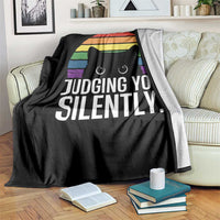 Rainbow Black Cat LGBT Pride Throw Blanket Judging You Silently
