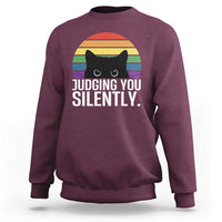 Rainbow Black Cat LGBT Pride Sweatshirt Judging You Silently