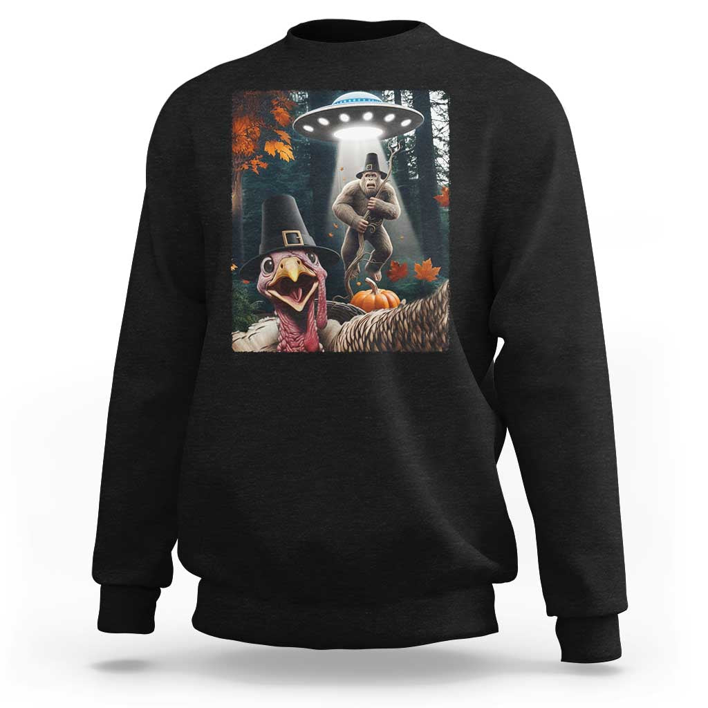 Thanksgiving Funny Bigfoot Turkey Selfie Sweatshirt - Wonder Print Shop