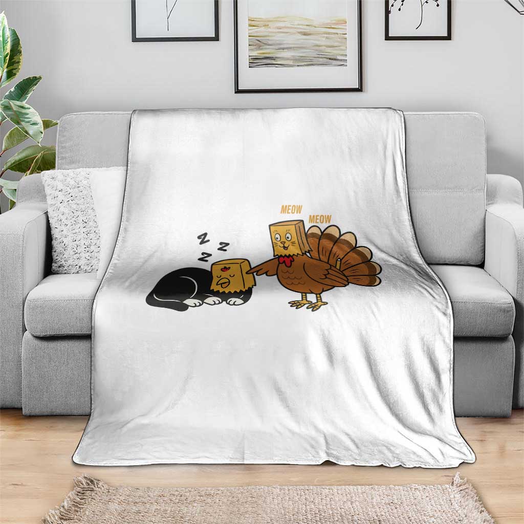 Funny Thanksgiving Throw Blanket Turkey Fake Cat Meow - Wonder Print Shop
