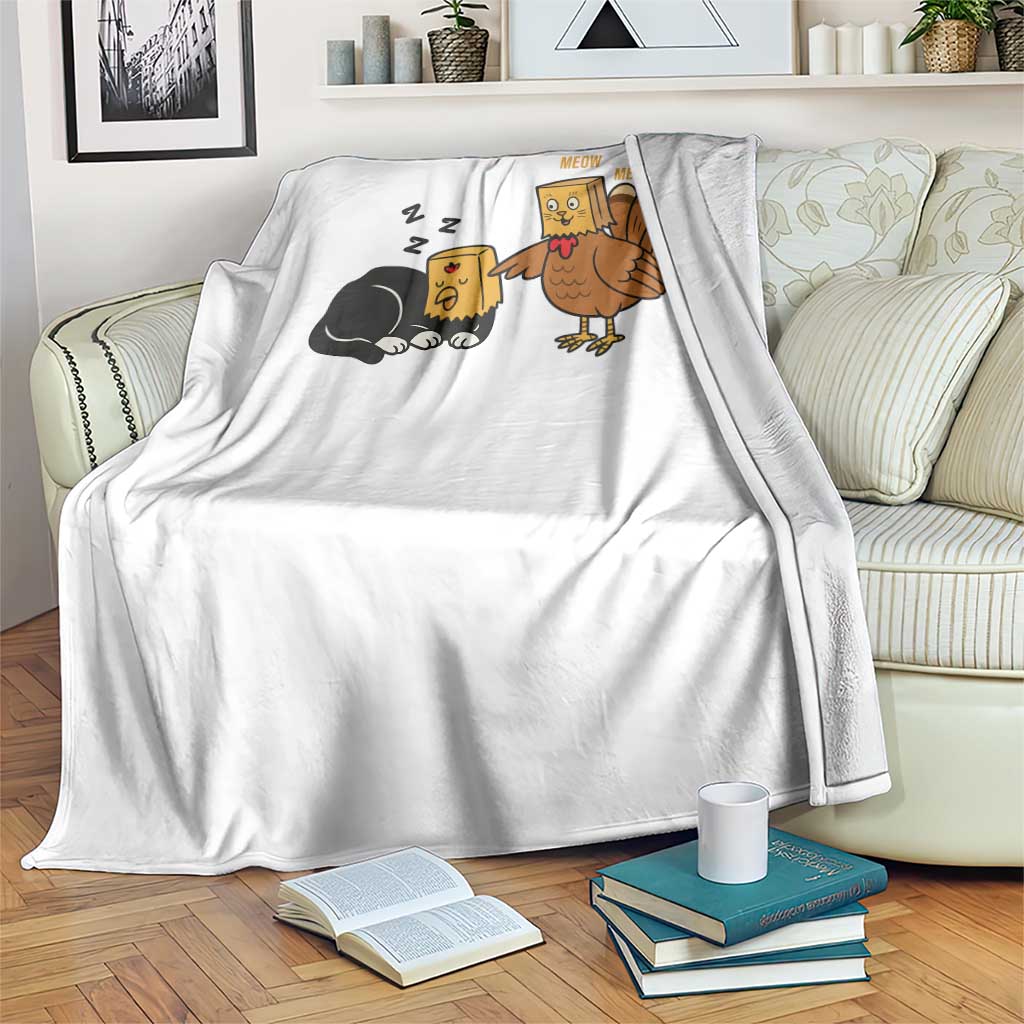 Funny Thanksgiving Throw Blanket Turkey Fake Cat Meow - Wonder Print Shop