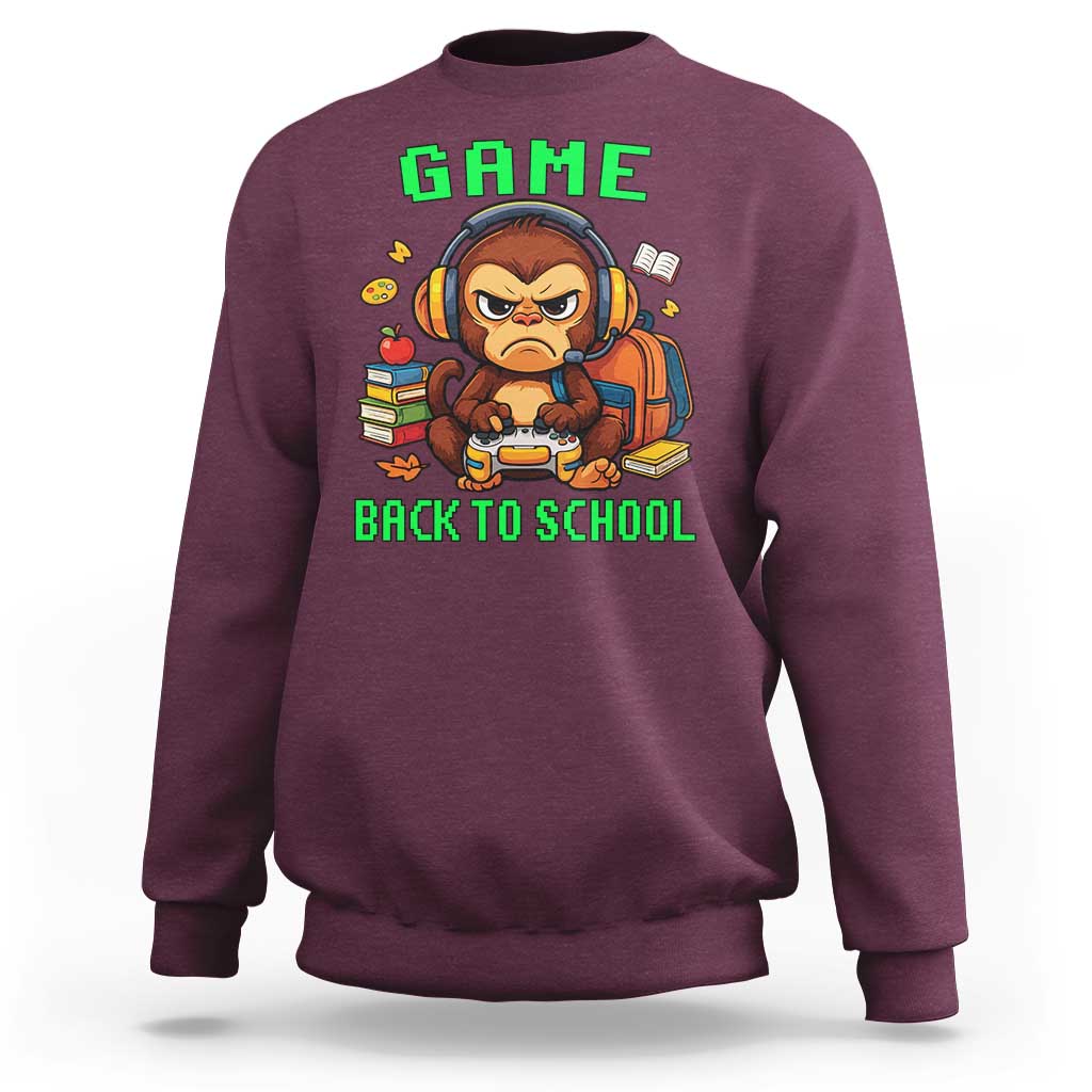Funny Video Game Sweatshirt Cute Monkey Back To School - Wonder Print Shop