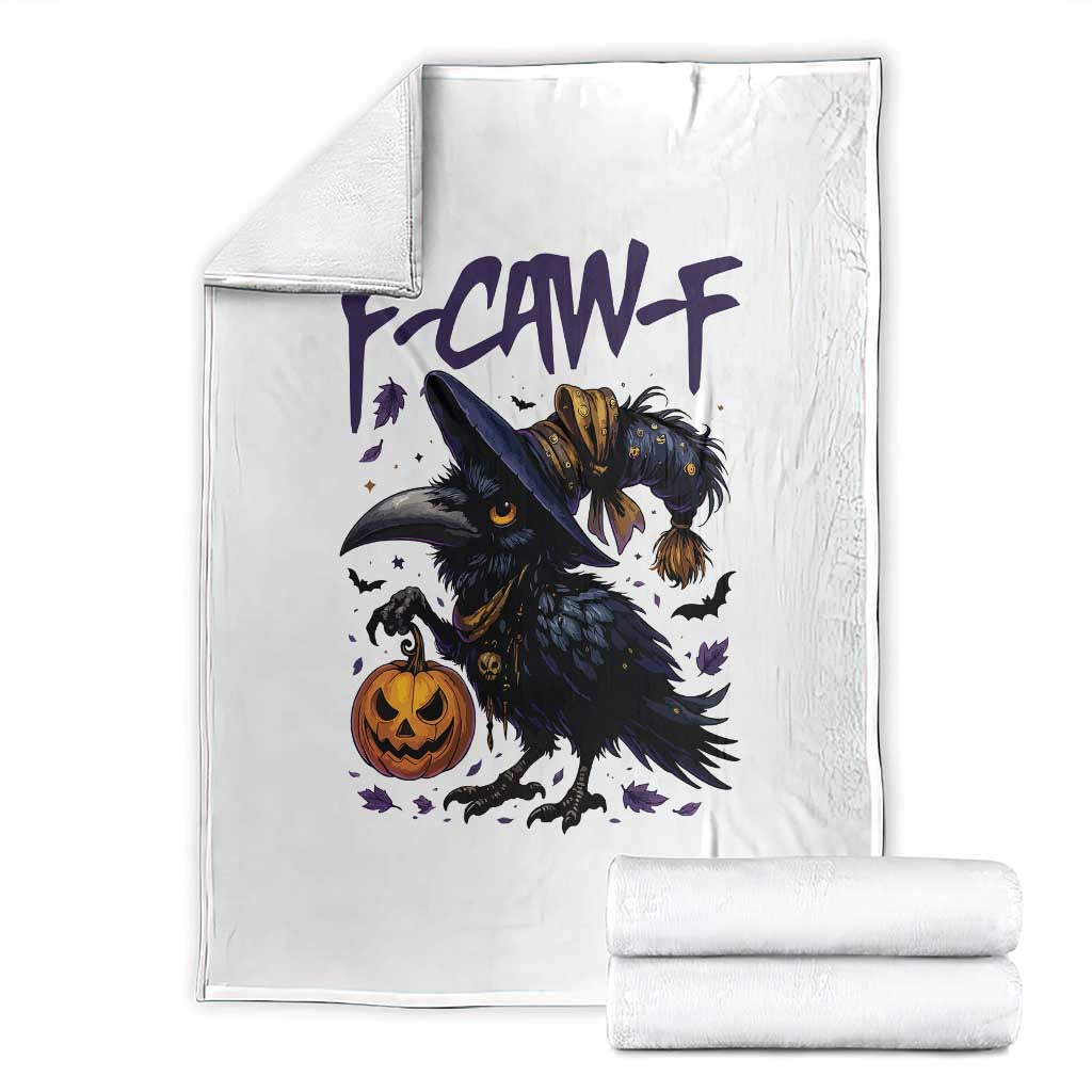 F Caw F Black Crow Halloween Meme Throw Blanket - Wonder Print Shop