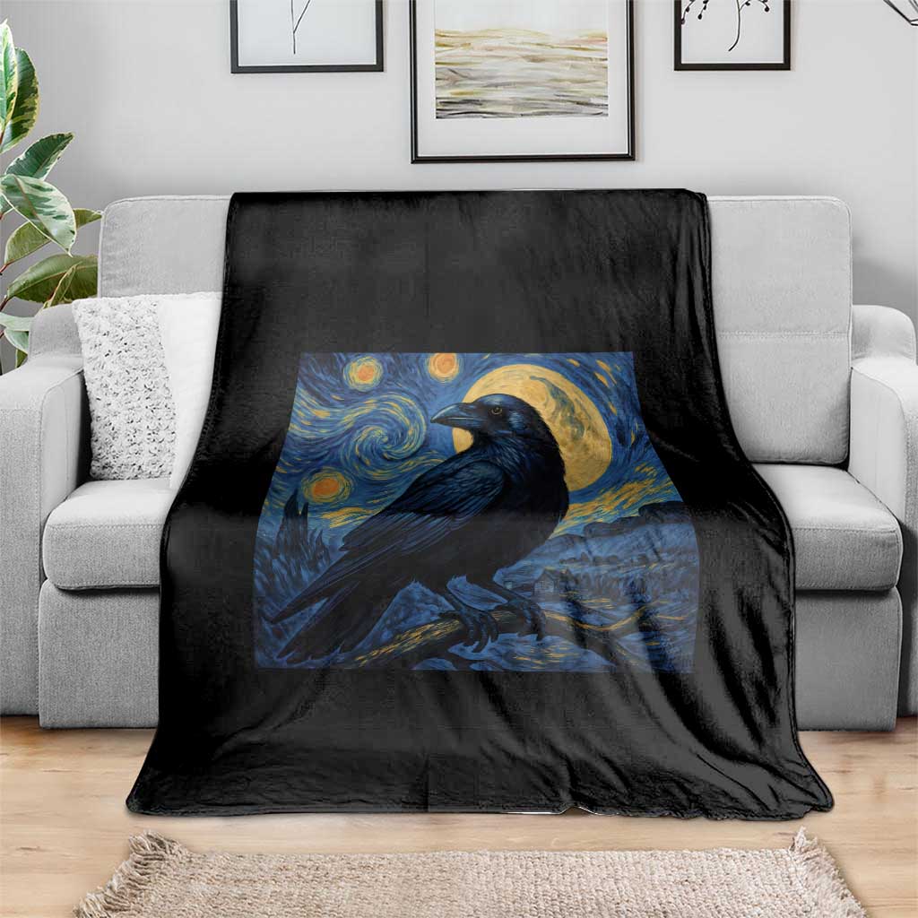 Starry Night Raven Moon Van Gogh Throw Blanket - Wonder Print Shop