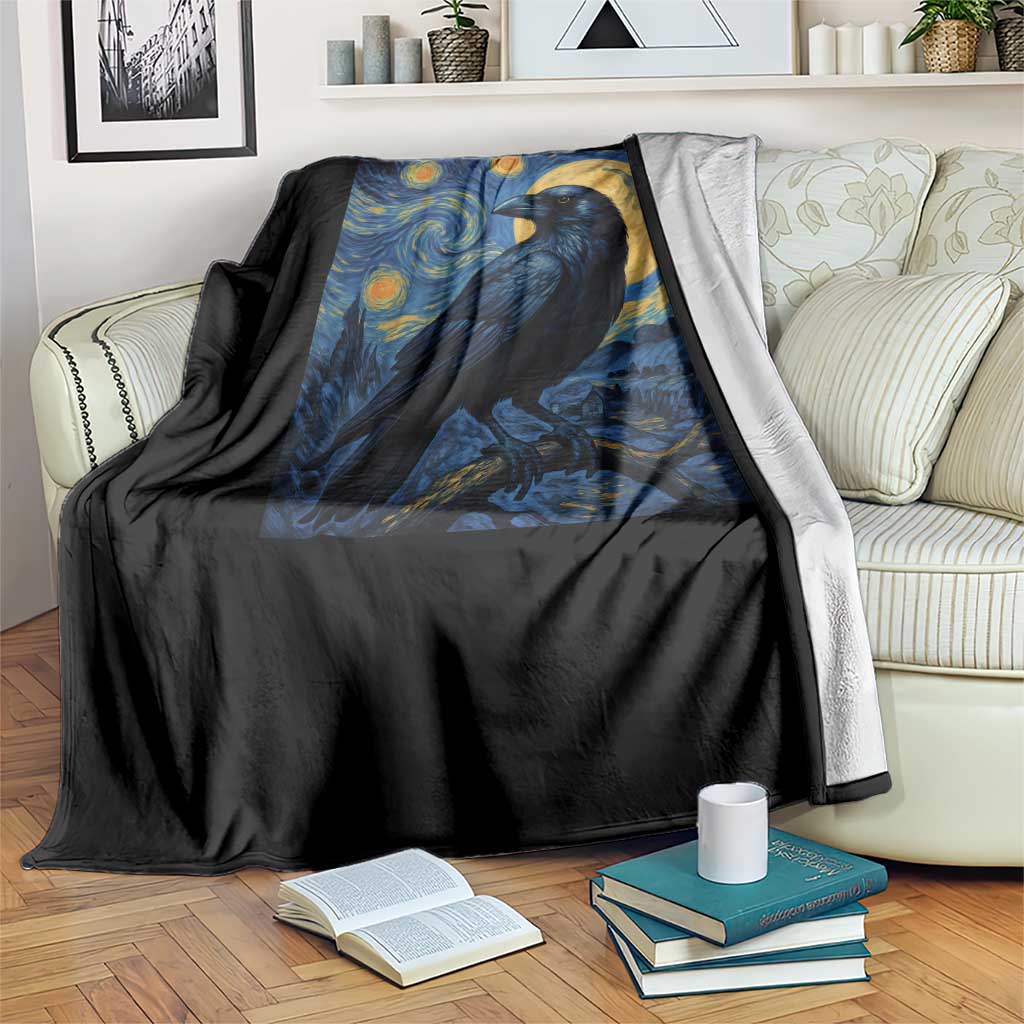 Starry Night Raven Moon Van Gogh Throw Blanket - Wonder Print Shop