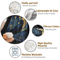 Starry Night Raven Moon Van Gogh Throw Blanket - Wonder Print Shop