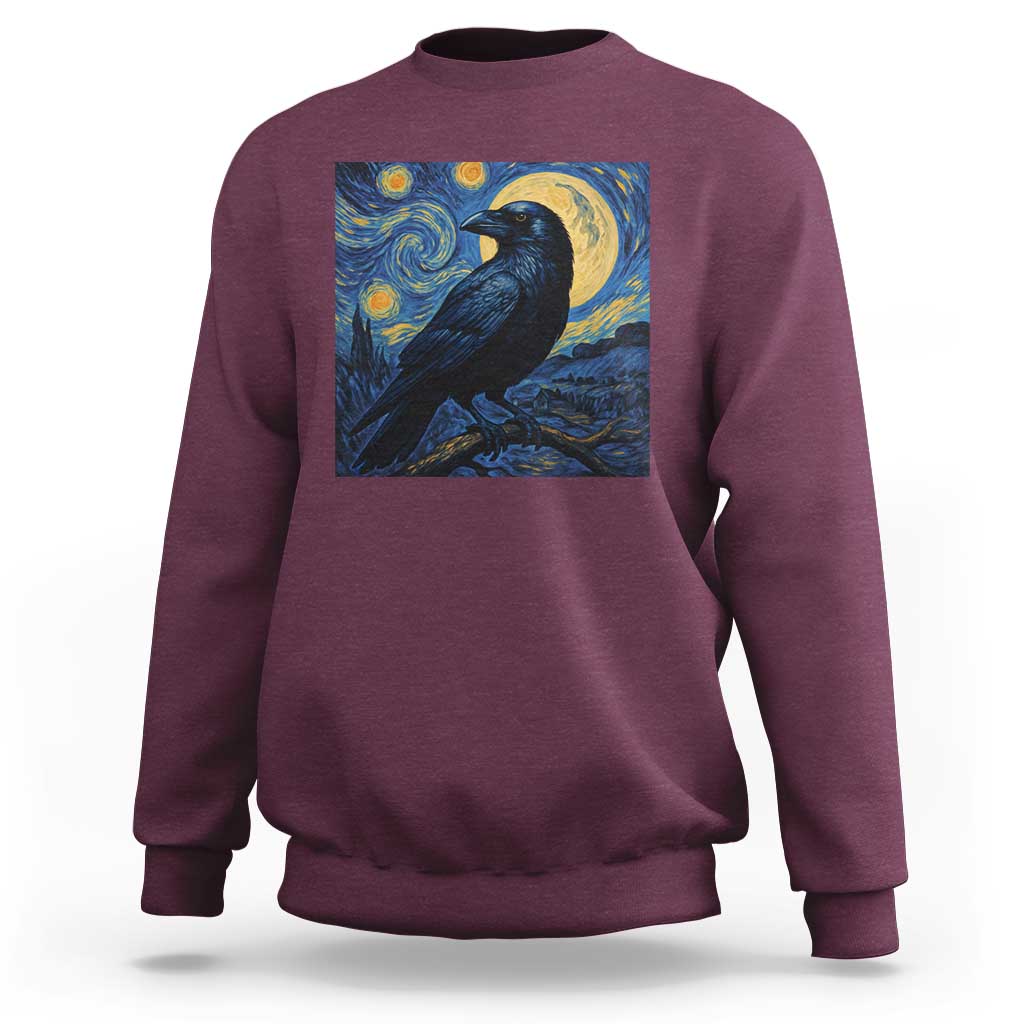 Starry Night Raven Moon Van Gogh Sweatshirt - Wonder Print Shop