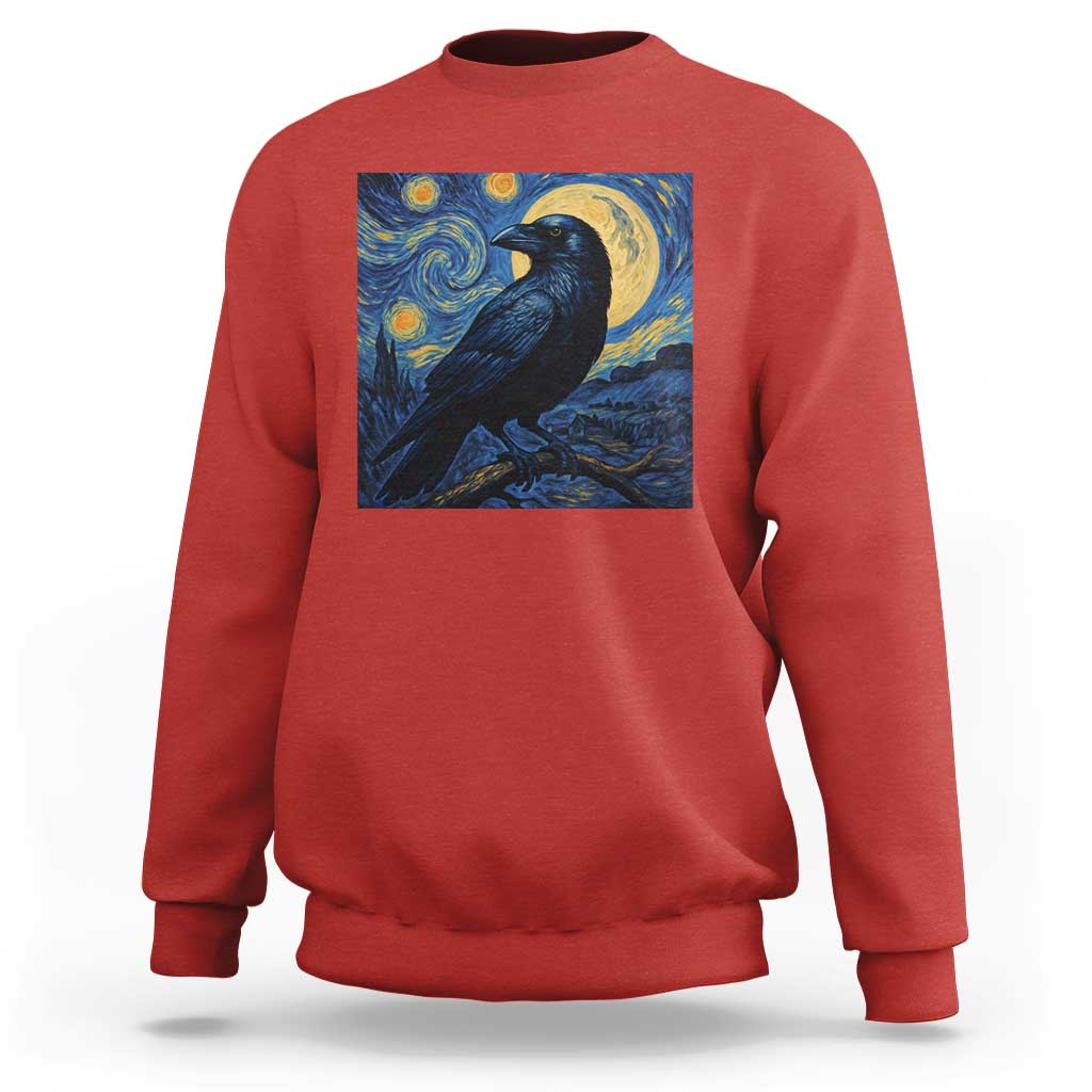 Starry Night Raven Moon Van Gogh Sweatshirt - Wonder Print Shop