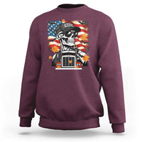 Patriotic Trucker Skeleton American Flag Sweatshirt - Wonder Print Shop