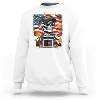Patriotic Trucker Skeleton American Flag Sweatshirt - Wonder Print Shop