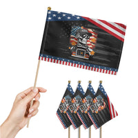 Trucker Skeleton American Flag Patriotic Handheld Flag