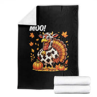Funny Thanksgiving Throw Blanket Turkey Moo - Wonder Print Shop