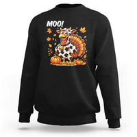 Funny Thanksgiving Sweatshirt Turkey Moo - Wonder Print Shop