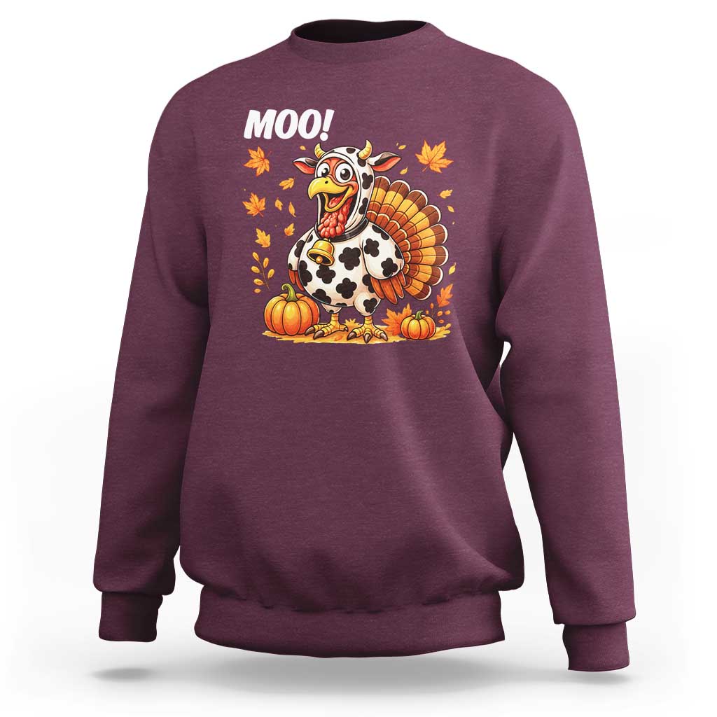 Funny Thanksgiving Sweatshirt Turkey Moo - Wonder Print Shop