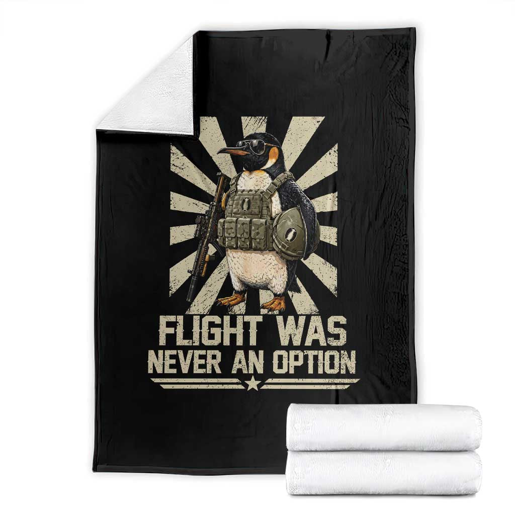 Flight was Never an Option Tactical Penguin Throw Blanket Funny Bird Meme