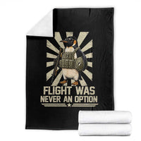 Flight was Never an Option Tactical Penguin Throw Blanket Funny Bird Meme