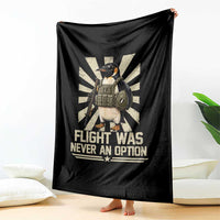 Flight was Never an Option Tactical Penguin Throw Blanket Funny Bird Meme
