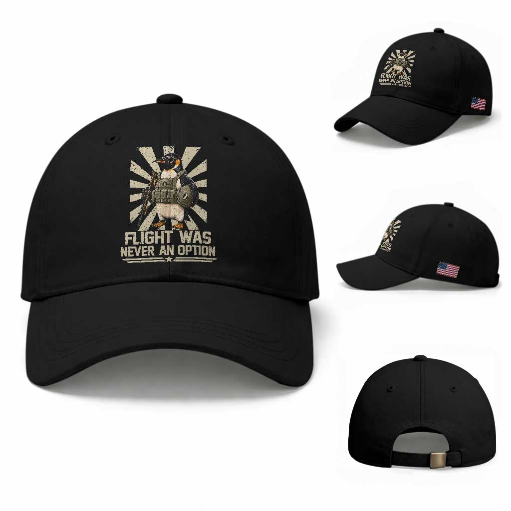 Flight was Never an Option Tactical Penguin Baseball Cap Funny Bird Meme