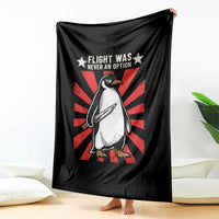 Flight was Never an Option Throw Blanket Funny Penguin Knife Sarcastic