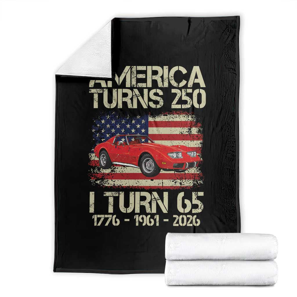 America Turns 250 I Turn 65 1961 65th Birthday Throw Blanket Sports Car Retro Americana