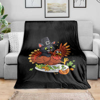 Funny Thanksgiving Cat Pilgrim Eat Turkey Throw Blanket - Wonder Print Shop