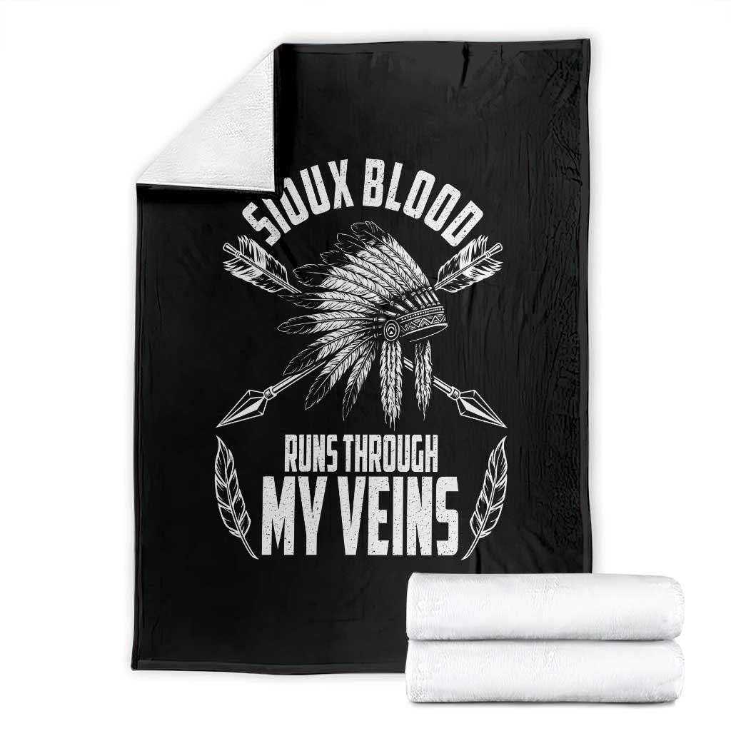 Native American Idian Chief Throw Blanket Sioux Blood Runs Through My Veins - Wonder Print Shop
