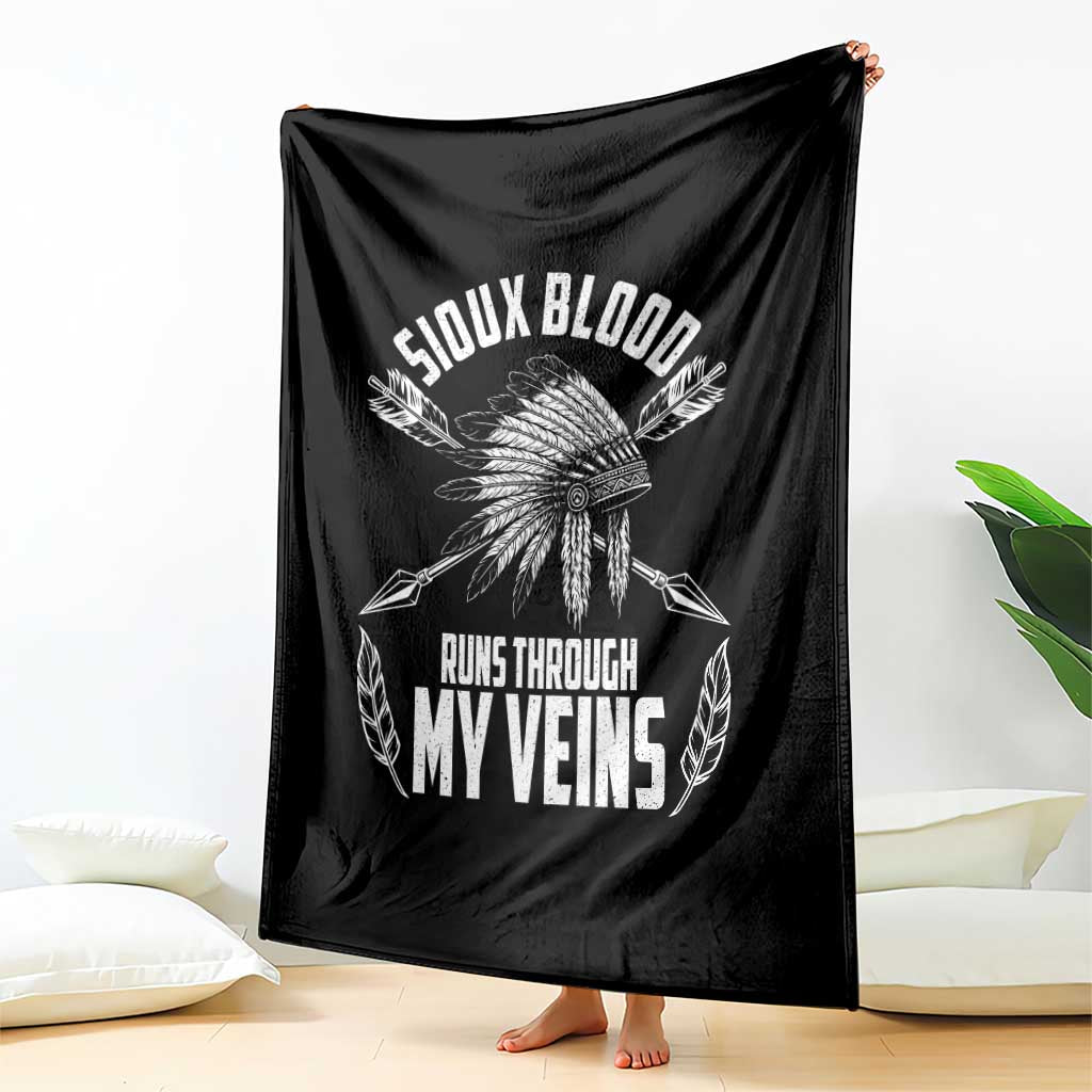 Native American Idian Chief Throw Blanket Sioux Blood Runs Through My Veins - Wonder Print Shop