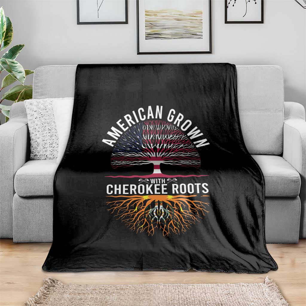 Native American Flag Throw Blanket American Grown With Cherokee Roots - Wonder Print Shop
