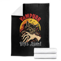Vampurr Bites Again Throw Blanket Funny Vampire Cat Halloween Horror