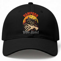 Vampurr Bites Again Baseball Cap Funny Vampire Cat Halloween Horror