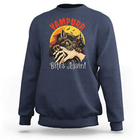 Vampurr Bites Again Sweatshirt Funny Vampire Cat Halloween Horror