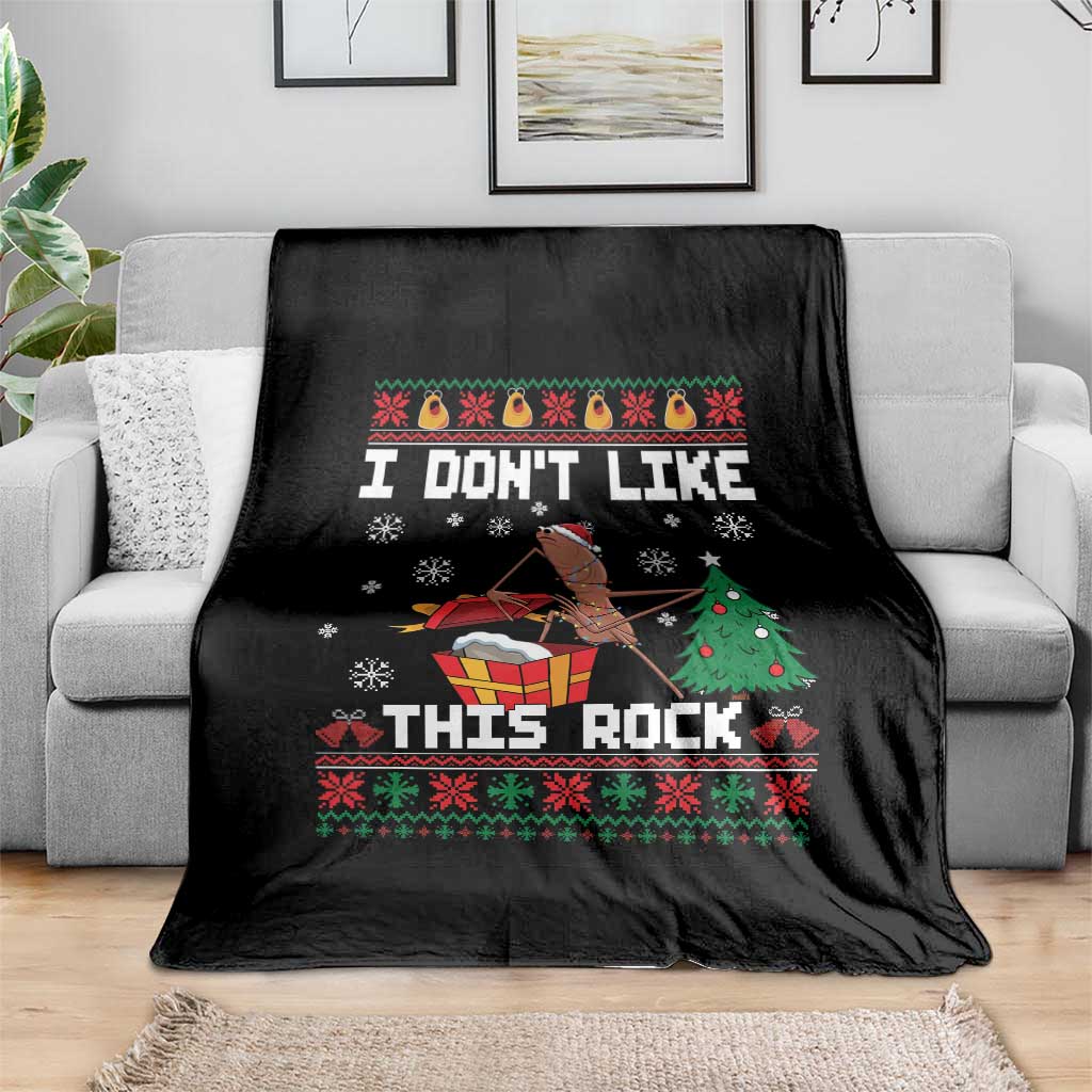 Marcus The Worm Christmas Meme Throw Blanket I Do Not Like This Rock - Wonder Print Shop