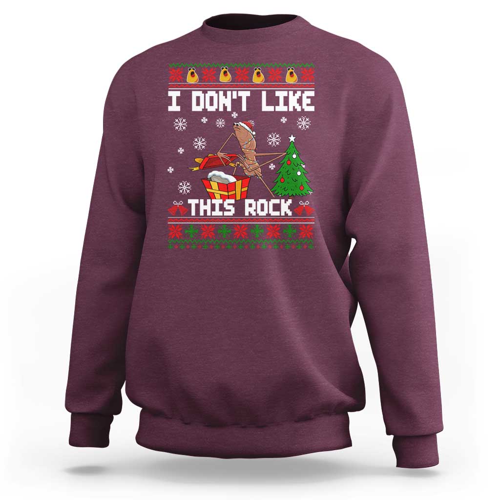 Marcus The Worm Christmas Meme Sweatshirt I Do Not Like This Rock - Wonder Print Shop