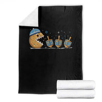Funny Hanukkah Throw Blanket Donut Chasing Flames Jewish - Wonder Print Shop