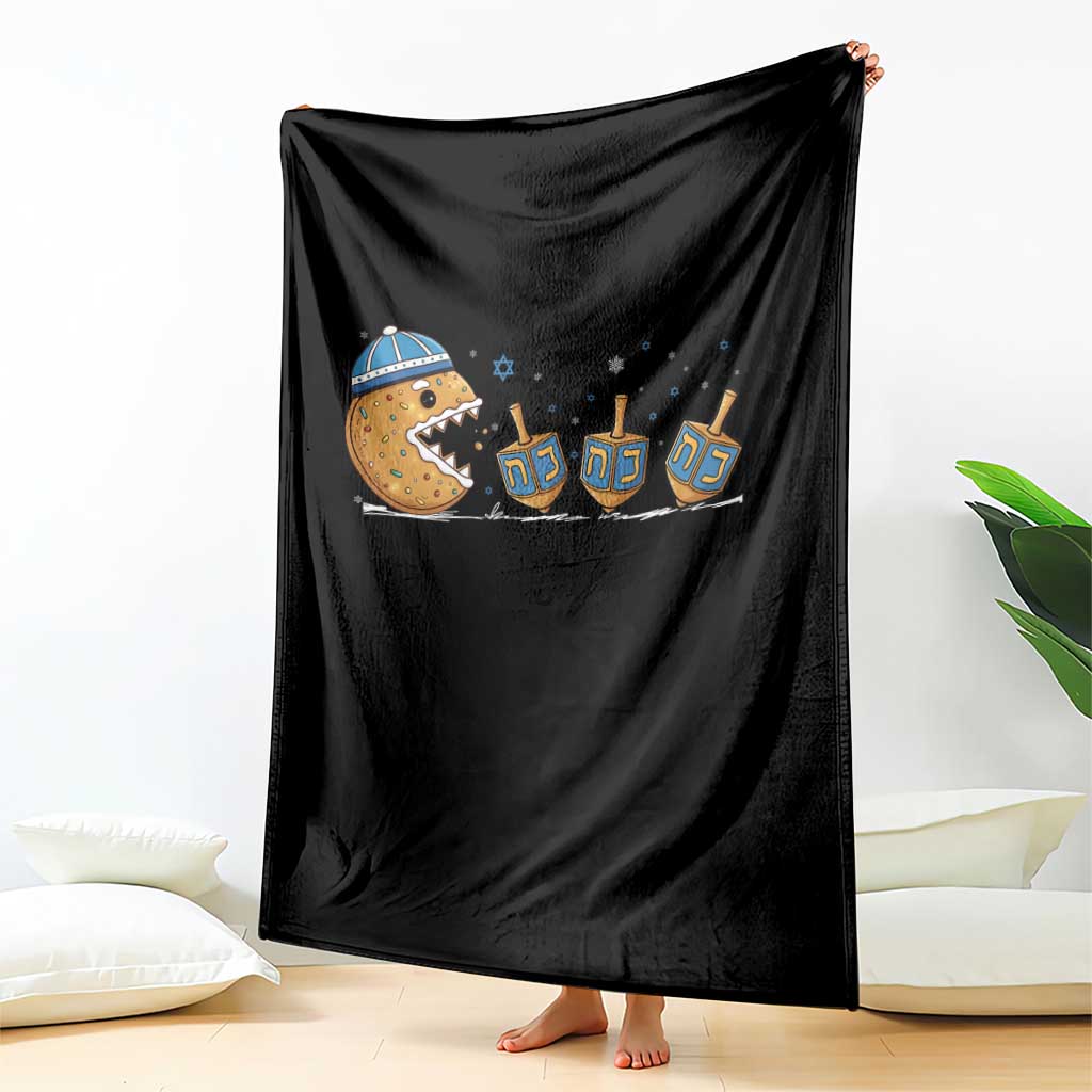 Funny Hanukkah Throw Blanket Donut Chasing Flames Jewish - Wonder Print Shop