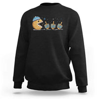 Funny Hanukkah Sweatshirt Donut Chasing Flames Jewish - Wonder Print Shop
