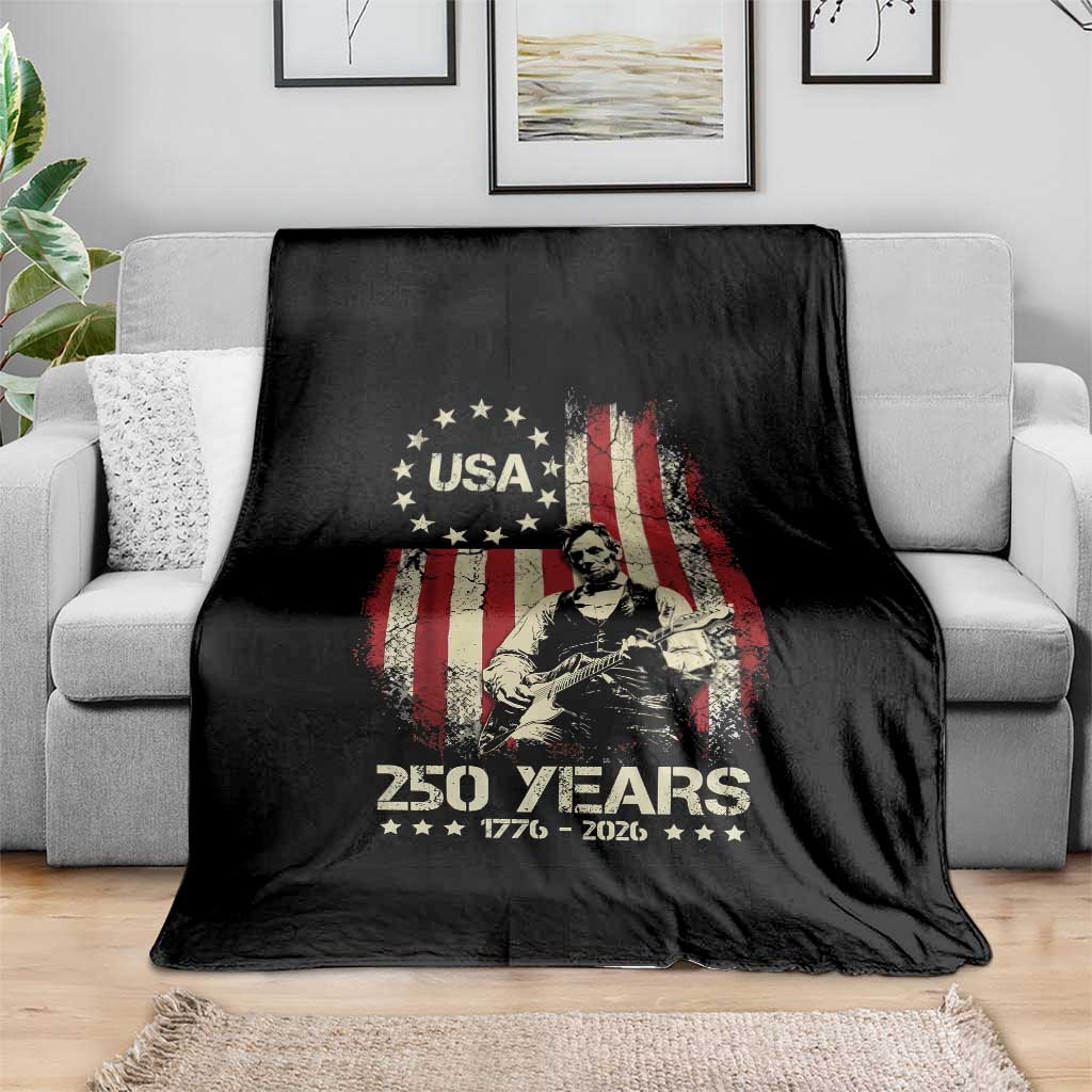 America's 250th Abraham Lincoln Playing Guitar Throw Blanket